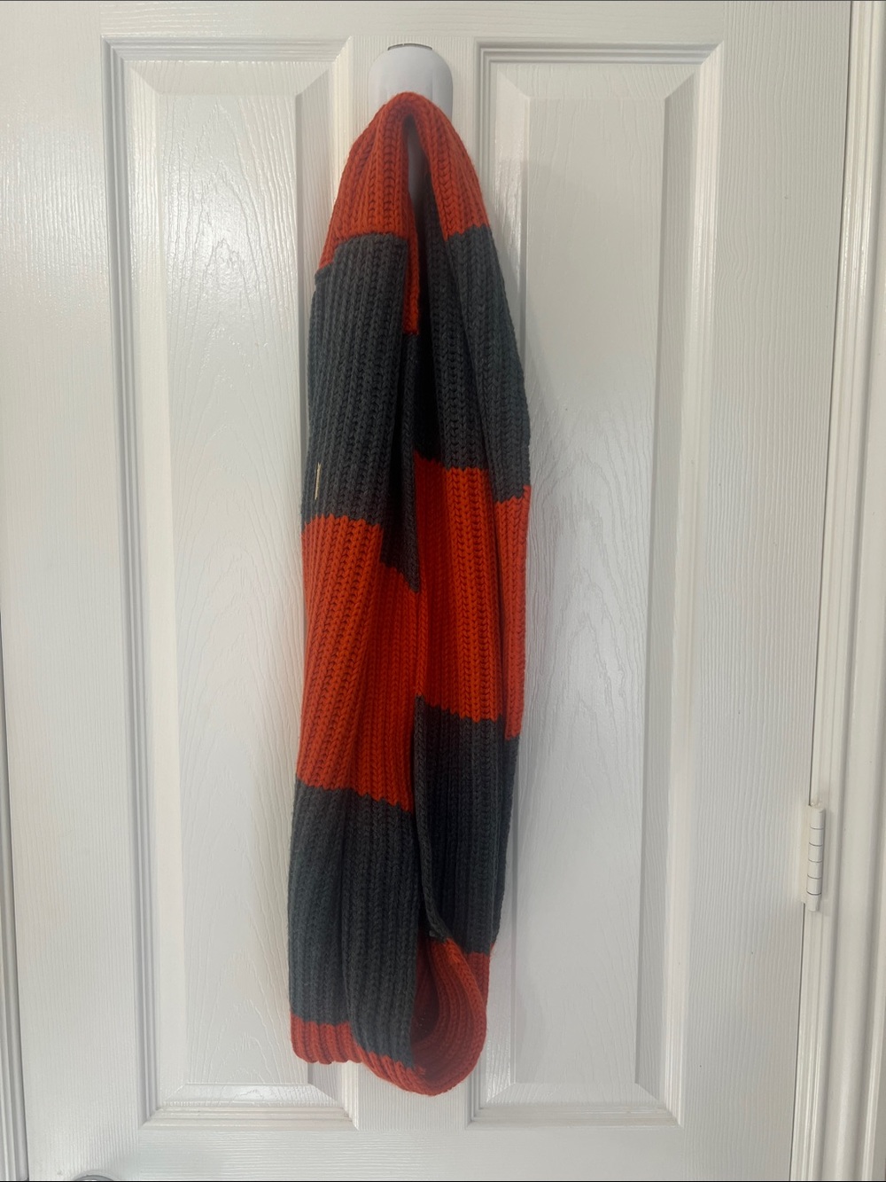 Michael Kors Charcoal Gray Cable Knit Scarf with Gold Logo Plaque
